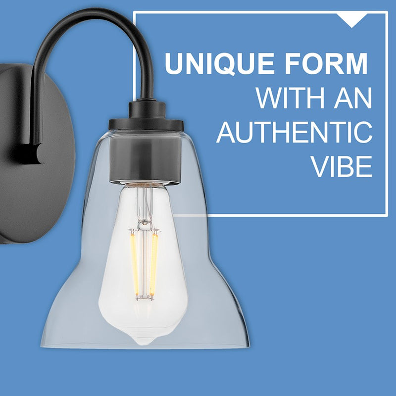 Lark Lighting Vera 2-Light Bath Vanity Light | Black Finish | Clear Glass Shade | Modern Vanity Light | Damp Rated Hardwired Installation | 85562BK