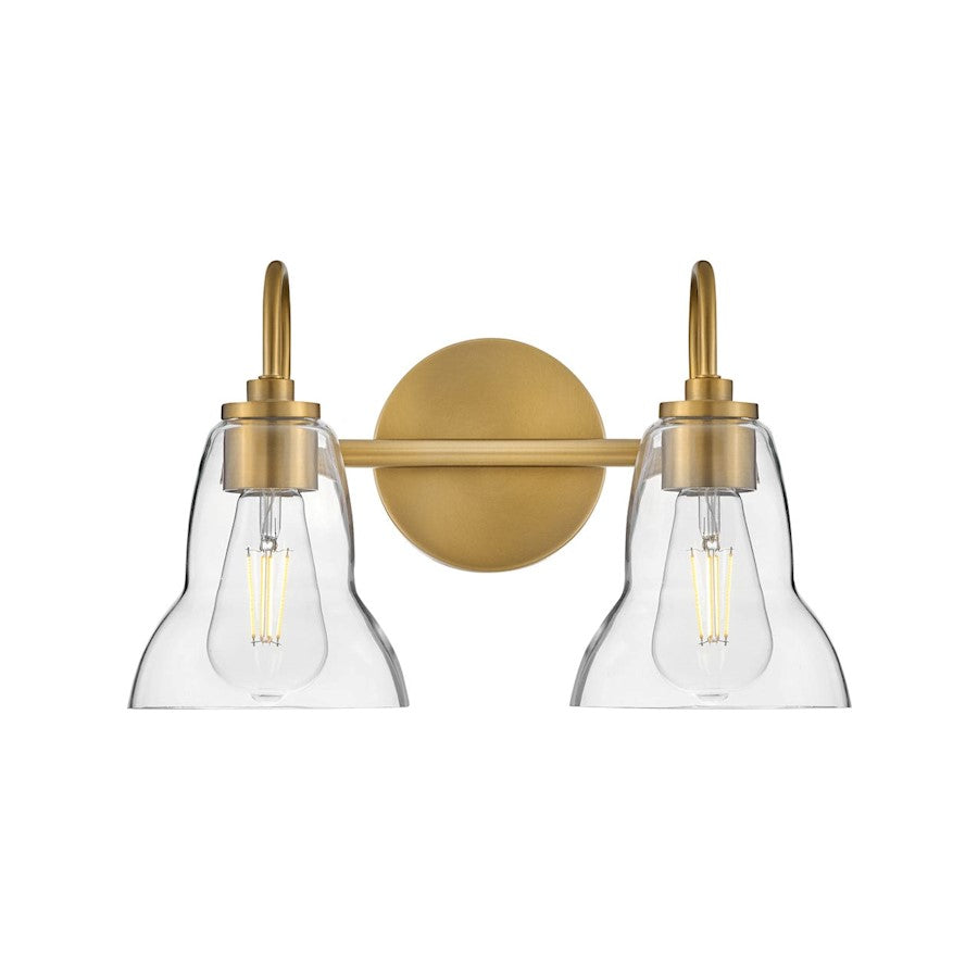 Lark Vera 2 Light Small Bath Vanity, Lacquered Brass/Clear - 85562LCB