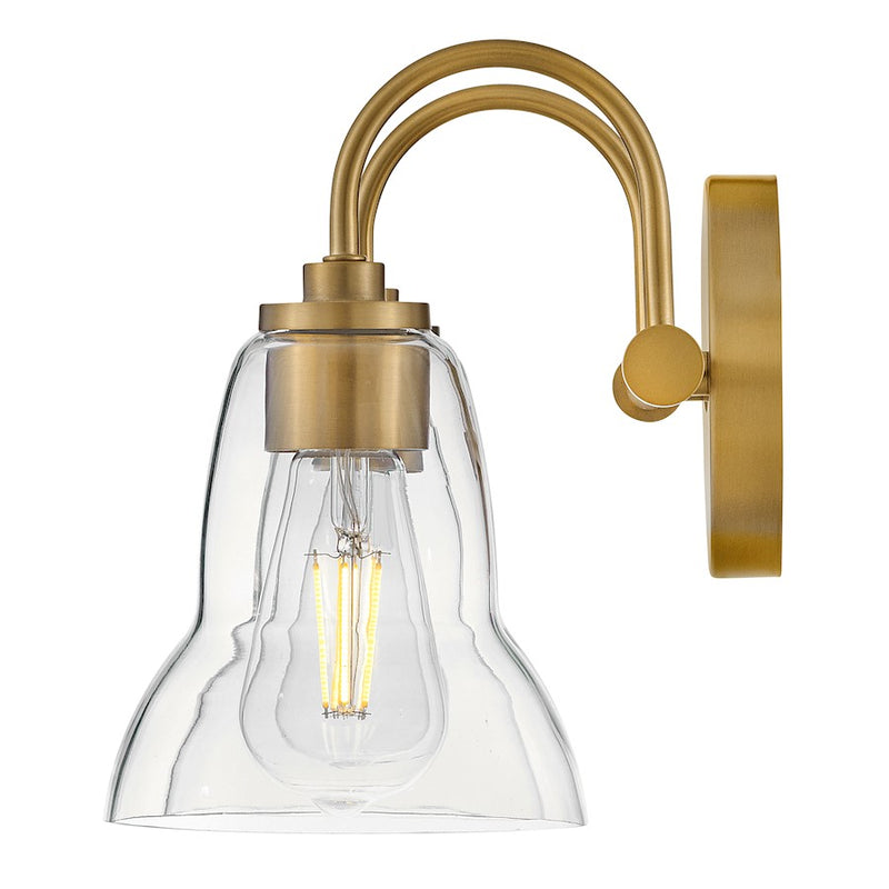 Lark Lighting Vera 2-Light Bath Vanity Light | Lacquered Brass Finish | Clear Glass Shade | Modern Vanity Light Above the Bathroom Mirror | 85562LCB