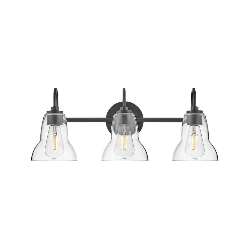Lark Lighting Vera 3-Light Bath Vanity Light | Black Finish | Clear Glass Shade | Modern Vanity Light | Damp Rated Hardwired Installation | 85563BK
