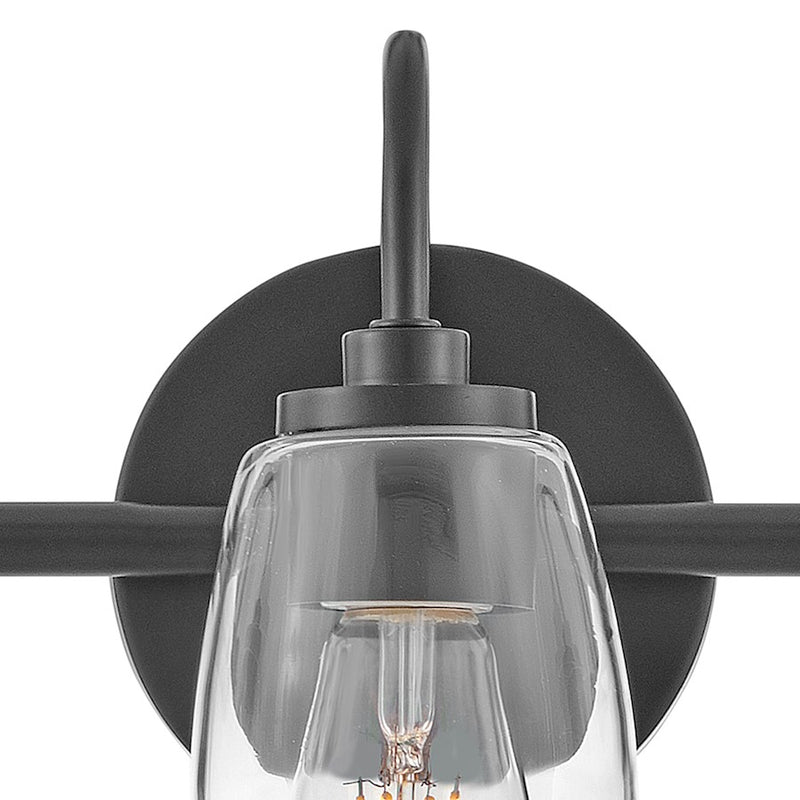 Lark Lighting Vera 3-Light Bath Vanity Light | Black Finish | Clear Glass Shade | Modern Vanity Light | Damp Rated Hardwired Installation | 85563BK