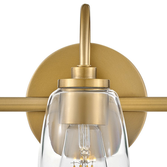 Lark Vera 3 Light Medium Bath Vanity, Lacquered Brass/Clear