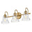 Lark Vera 3 Light Medium Bath Vanity, Lacquered Brass/Clear