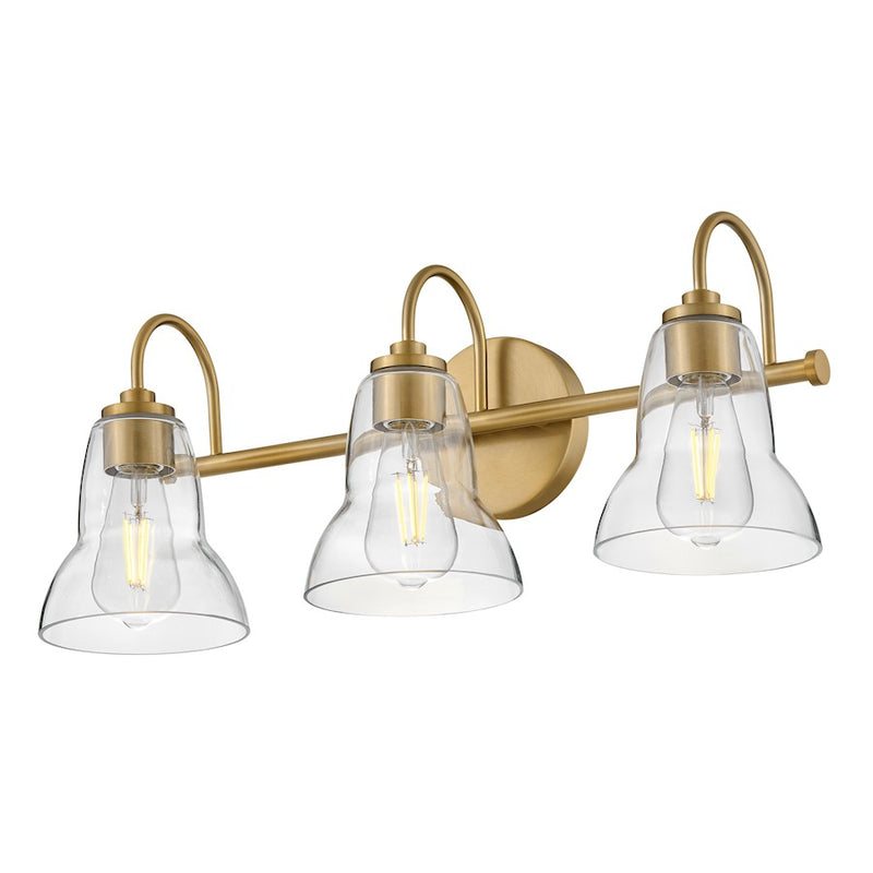 Lark Lighting Vera 3-Light Bath Vanity Light | Lacquered Brass Finish | Clear Glass Shade | Modern Vanity Light Above the Bathroom Mirror | 85563LCB