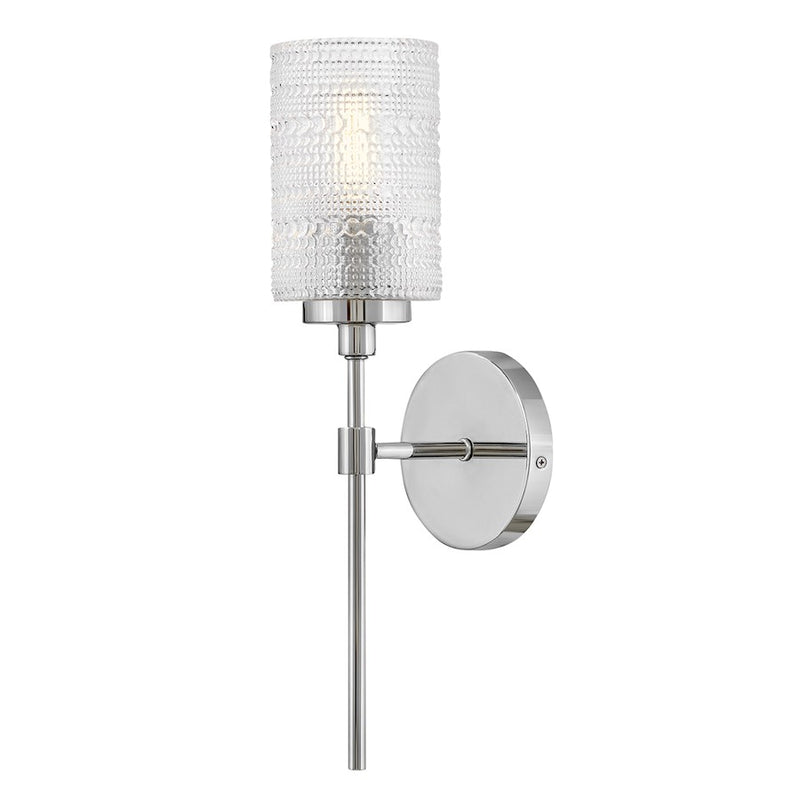 Lark Mabel 1 Light 7" Sconce, Chrome/Clear Hobnail