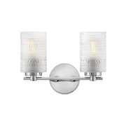 Lark Mabel 2 Light 7" Vanity, Chrome/Clear Hobnail - 85572CM