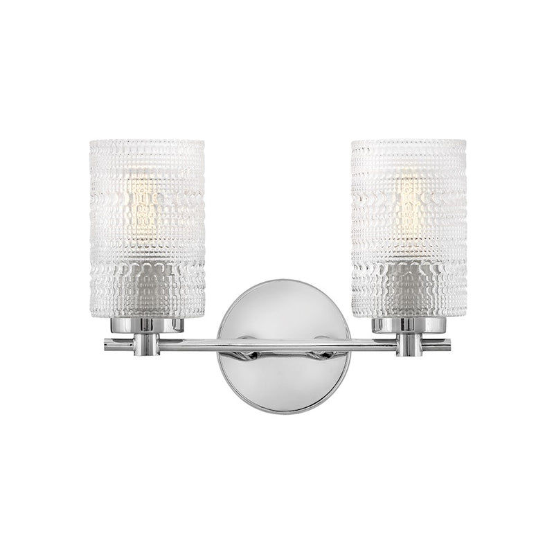 Lark Mabel 2 Light 7" Vanity, Chrome/Clear Hobnail - 85572CM