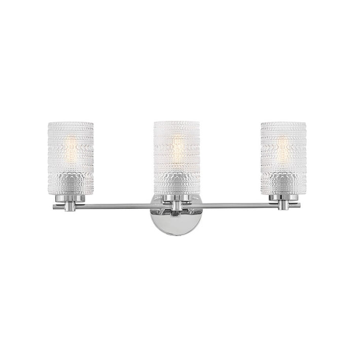 Lark Mabel 3 Light 7" Vanity, Chrome/Clear Hobnail - 85573CM
