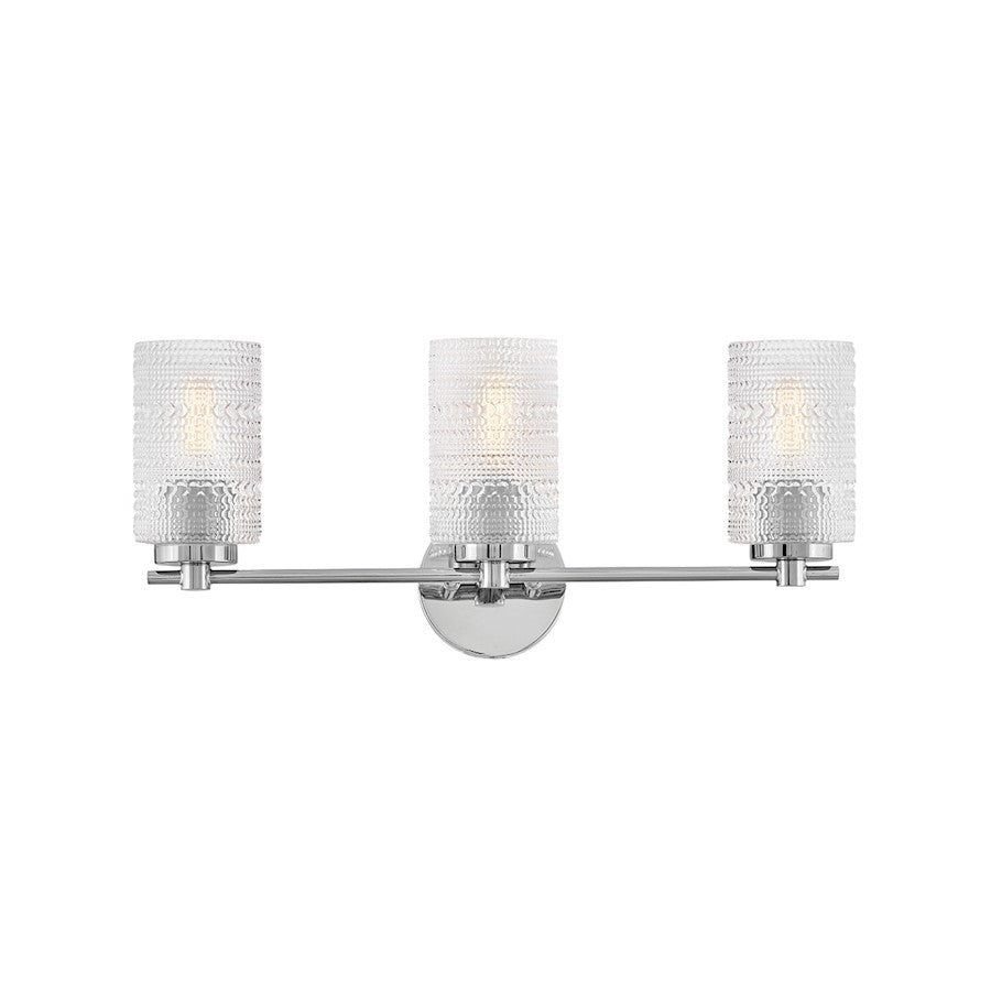 Lark Mabel 3 Light 7" Vanity, Chrome/Clear Hobnail - 85573CM