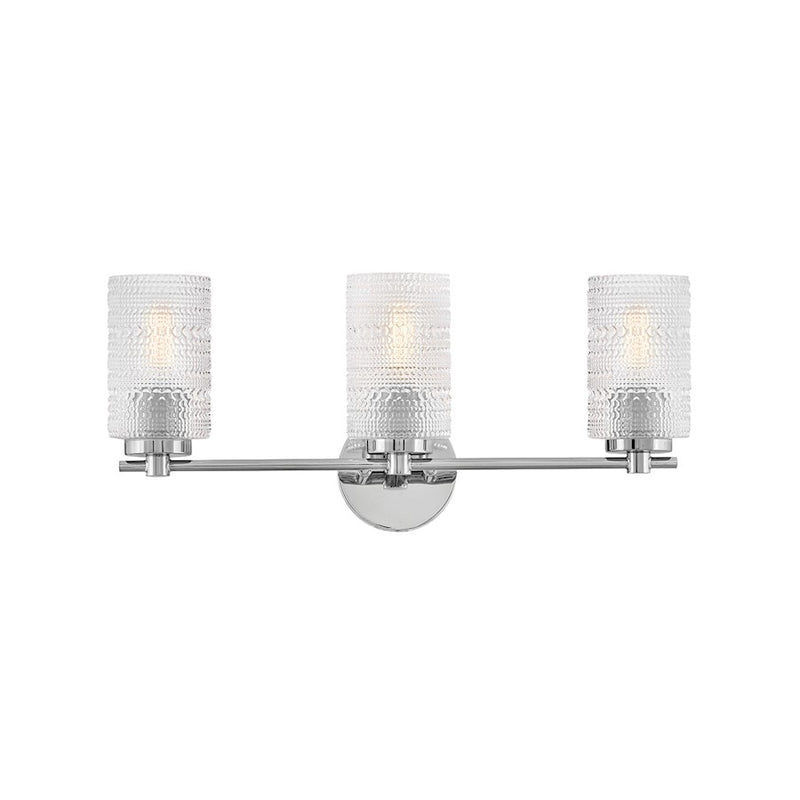 Lark Mabel 3 Light 7" Vanity, Chrome/Clear Hobnail