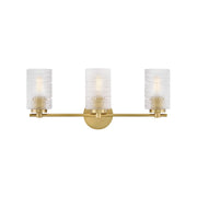 Lark Mabel 3 Light 7" Vanity, Lacquered Brass/Clear Hobnail - 85573LCB
