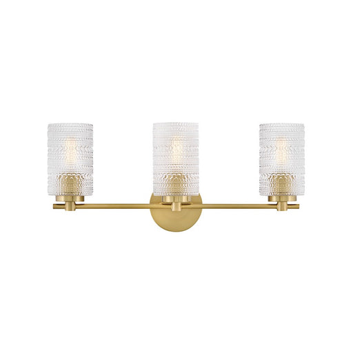 Lark Mabel 3 Light 7" Vanity, Lacquered Brass/Clear Hobnail - 85573LCB