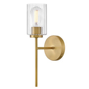 Lark Leta 1 Light 8" Sconce, Lacquered Brass/Clear Ribbed - 85580LCB