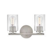 Lark Leta 2 Light 8" Vanity, Brushed Nickel/Clear Ribbed - 85582BN