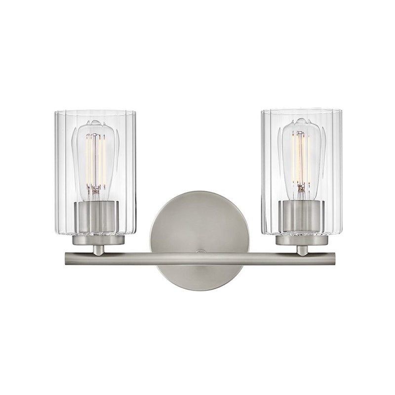 Lark Leta 2 Light 8" Vanity, Brushed Nickel/Clear Ribbed - 85582BN