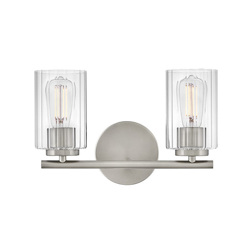 Lark Leta 2 Light 8" Vanity, Brushed Nickel/Clear Ribbed - 85582BN