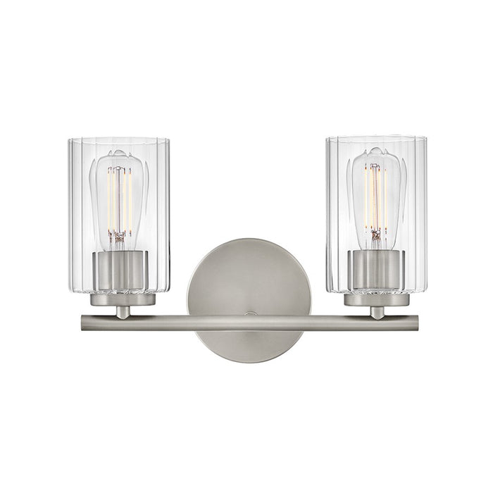 Lark Leta 2 Light 8" Vanity, Brushed Nickel/Clear Ribbed - 85582BN