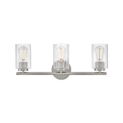 Lark Leta 3 Light 8" Vanity, Brushed Nickel/Clear Ribbed - 85583BN
