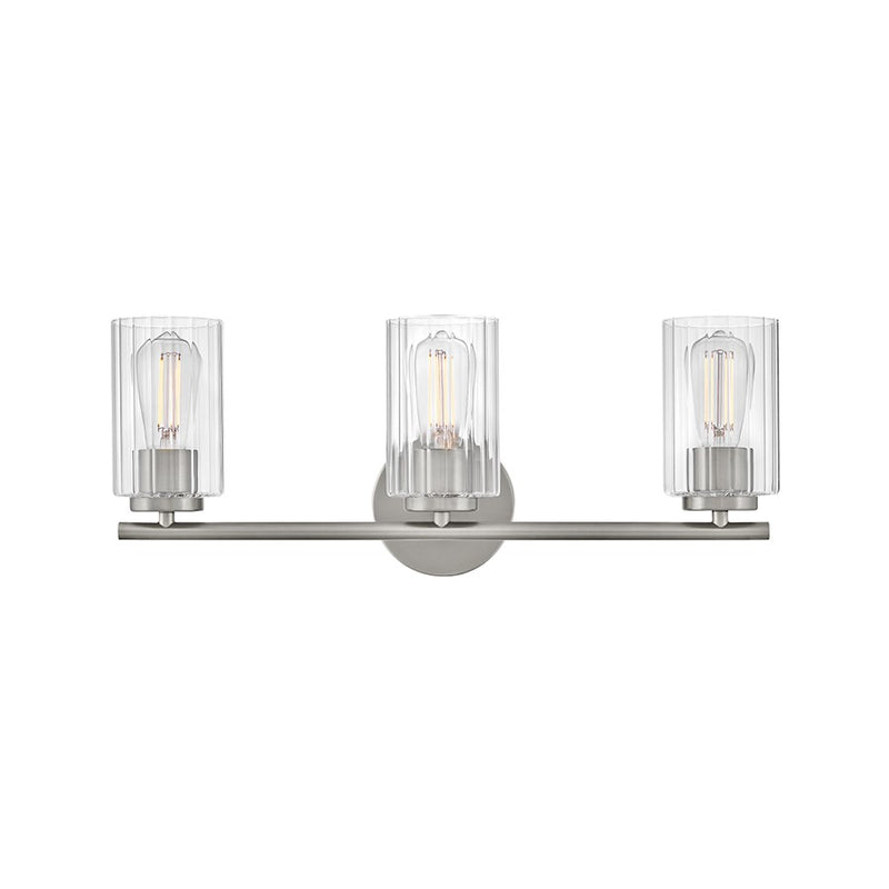 Lark Leta 3 Light 8" Vanity, Brushed Nickel/Clear Ribbed - 85583BN