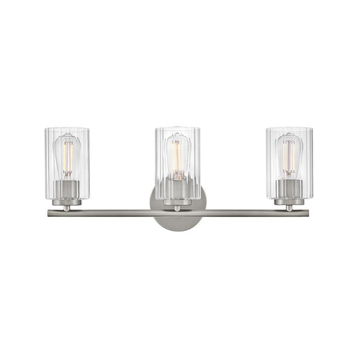 Lark Leta 3 Light 8" Vanity, Brushed Nickel/Clear Ribbed - 85583BN