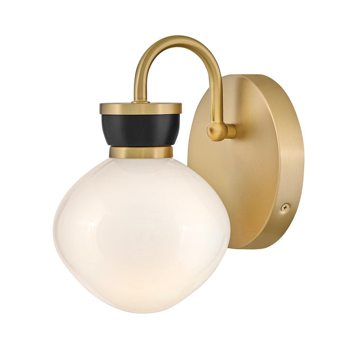 Lark Lucy 1 Light 8" Sconce, Lacquered Brass/Cased Opal /Black- 85590LCB-BK