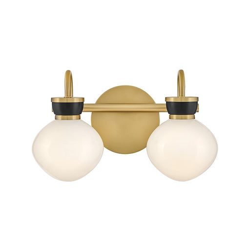 Lark Lucy 2 Light 8" Vanity, Lacquered Brass/Cased Opal /Black - 85592LCB-BK