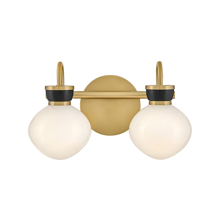 Lark Lucy 2 Light 8" Vanity, Lacquered Brass/Cased Opal /Black - 85592LCB-BK