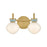 Lark Lucy 2 Light 8" Vanity, Lacquered Brass/Cased Opal/Seafoam - 85592LCB-SF