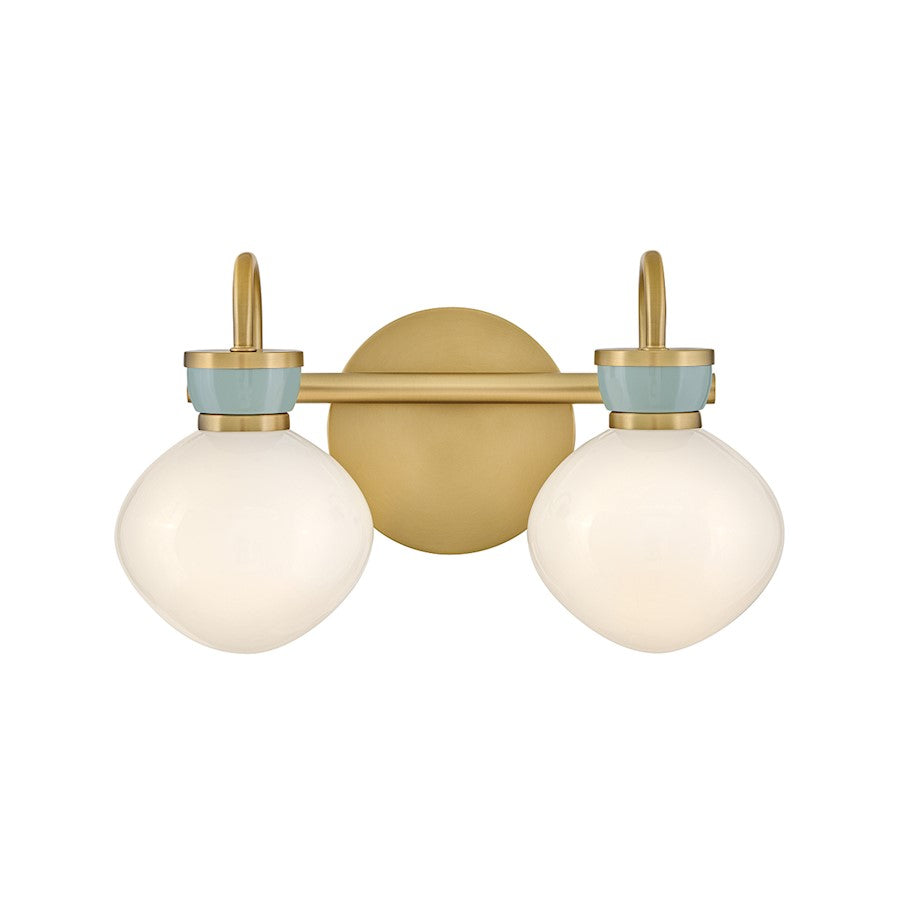 Lark Lucy 2 Light 8" Vanity, Lacquered Brass/Cased Opal/Seafoam - 85592LCB-SF