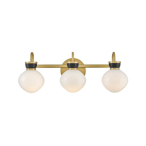 Lark Lucy 3 Light 8" Vanity, Lacquered Brass/Cased Opal/Black - 85593LCB-BK