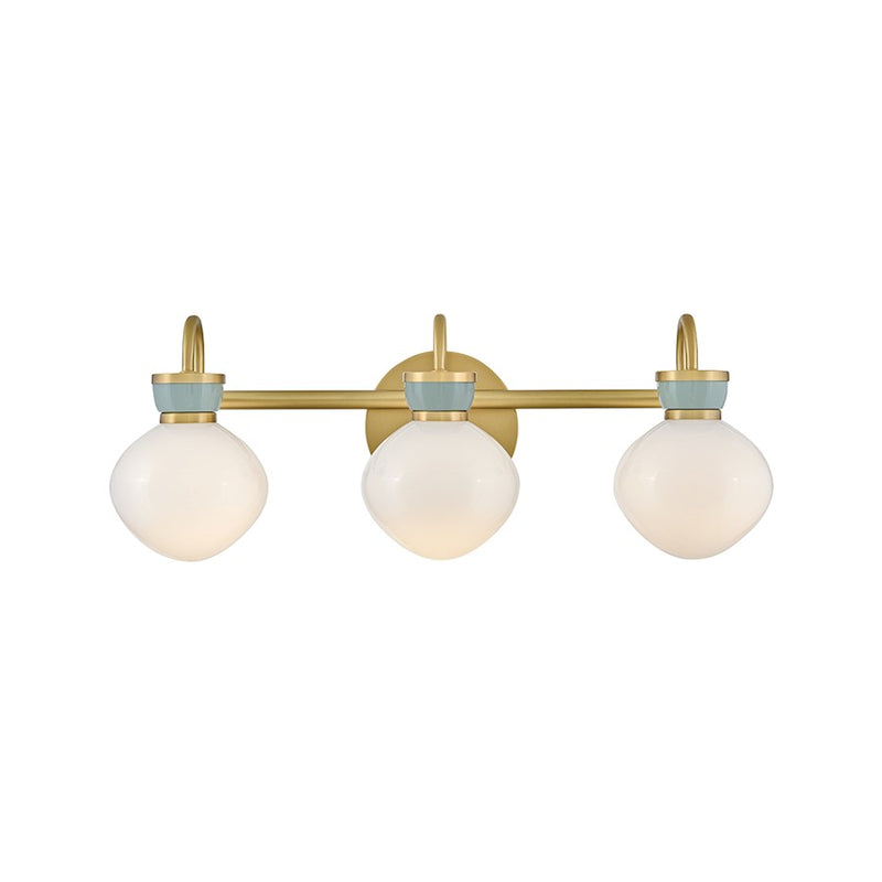 Lark Lucy 3 Light 8" Vanity, Lacquered Brass/Cased Opal/Seafoam - 85593LCB-SF