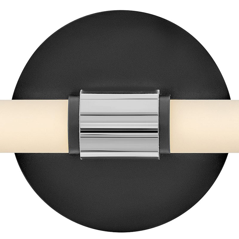 Lark Lighting Kai Medium Bath Vanity Light | Black Finish | Etched Opal Accent Glass Shade | Modern Vanity Light | Hardwired Damp Rated | 85600BK-CM