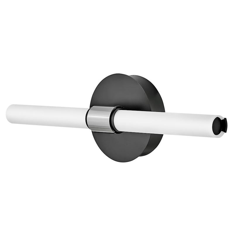 Lark Lighting Kai Medium Bath Vanity Light | Black Finish | Etched Opal Accent Glass Shade | Modern Vanity Light | Hardwired Damp Rated | 85600BK-CM