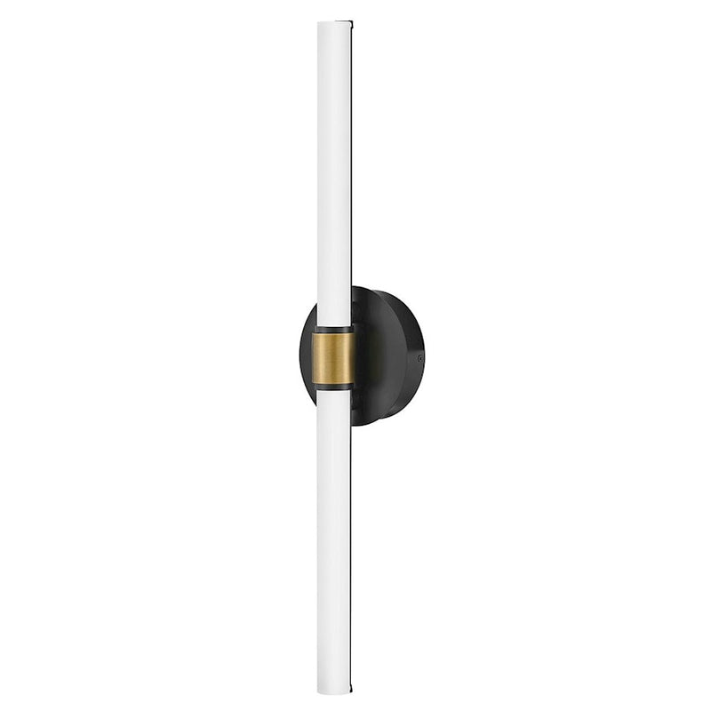 Lark Kai 24in 1-Light LED Bath Vanity | Modern Black Steel and Etched White Glass with Lacquered Brass Accent | Bathroom Vanity & | Model 85602BK-LCB