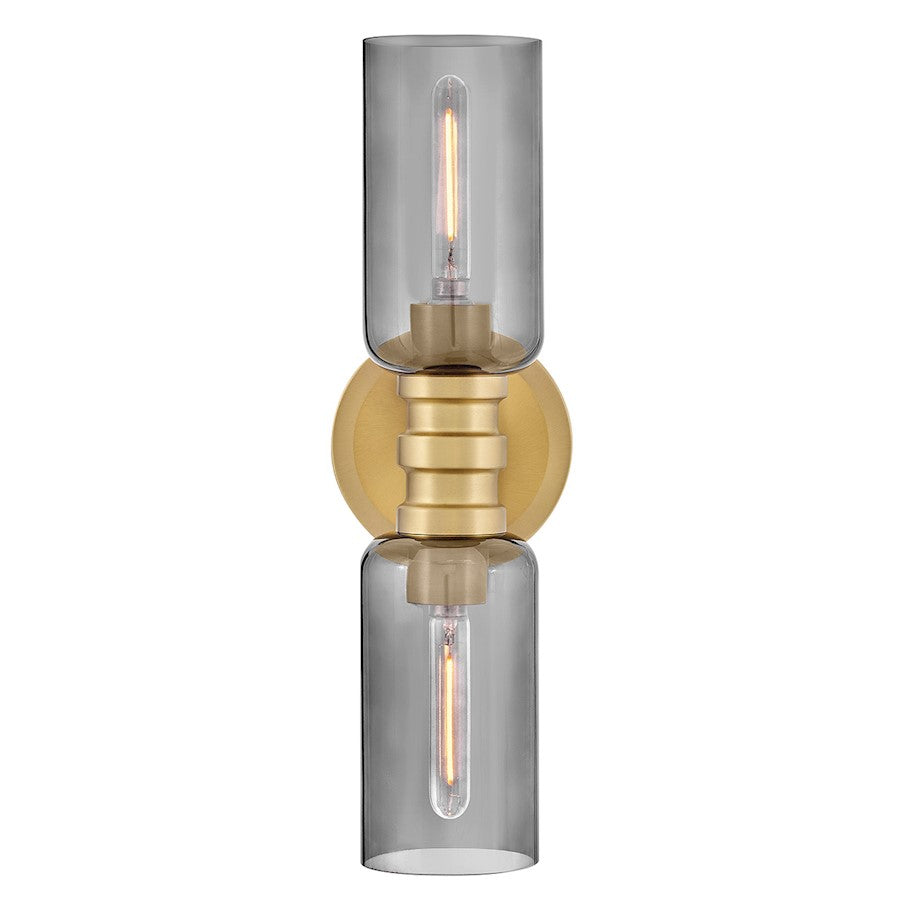 Lark Naomi 2 Light 6" Sconce, Lacquered Brass/Smoked - 85612LCB-SM