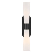 Lark Beau 2 Light 24" Sconce, Black/Etched Opal - 85632BK