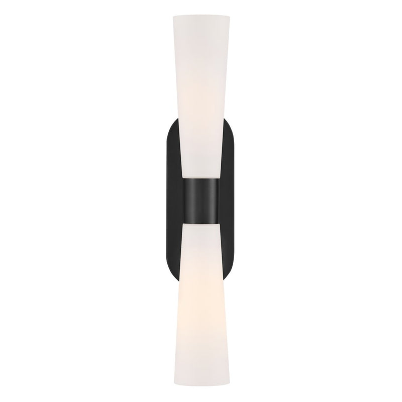 Lark Beau 2 Light 24" Sconce, Black/Etched Opal