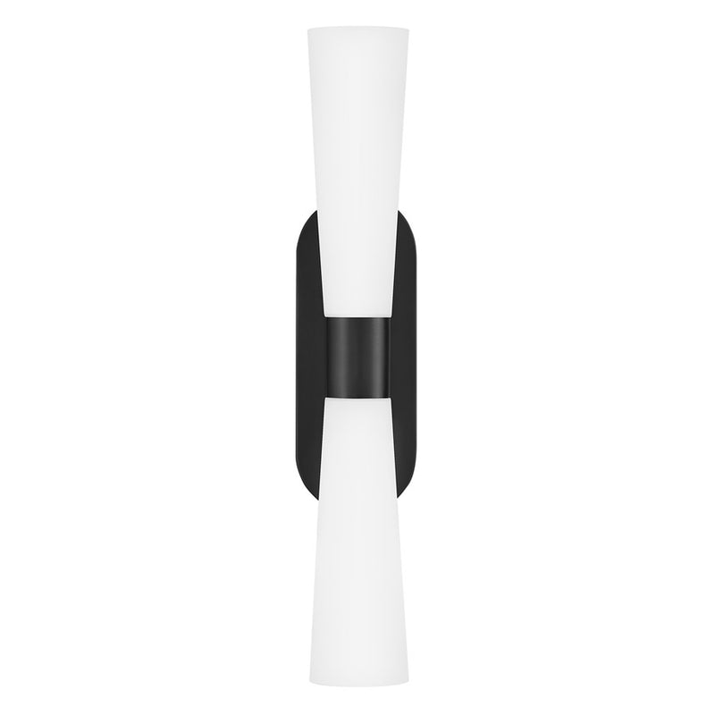 Lark Beau 2 Light 24" Sconce, Black/Etched Opal