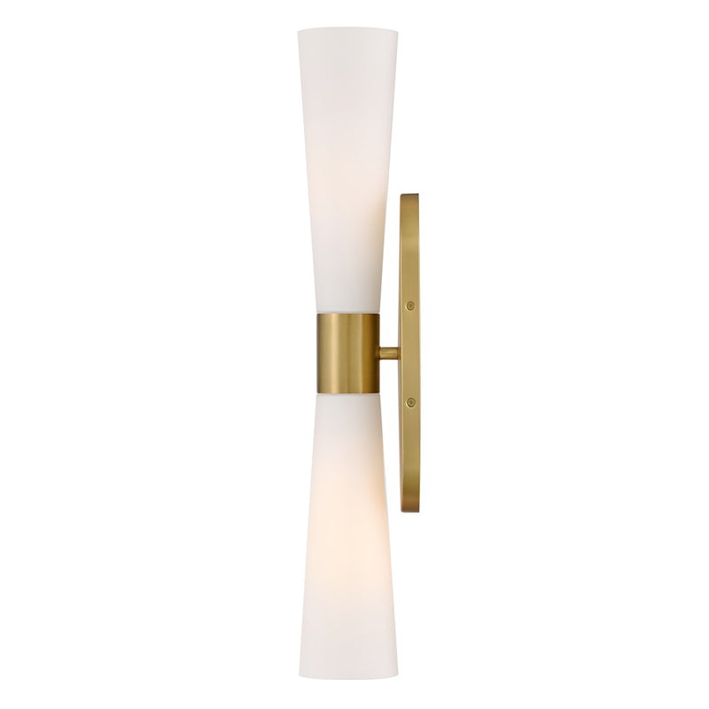 Lark Beau 2 Light 24" Sconce, Lacquered Brass/Etched Opal