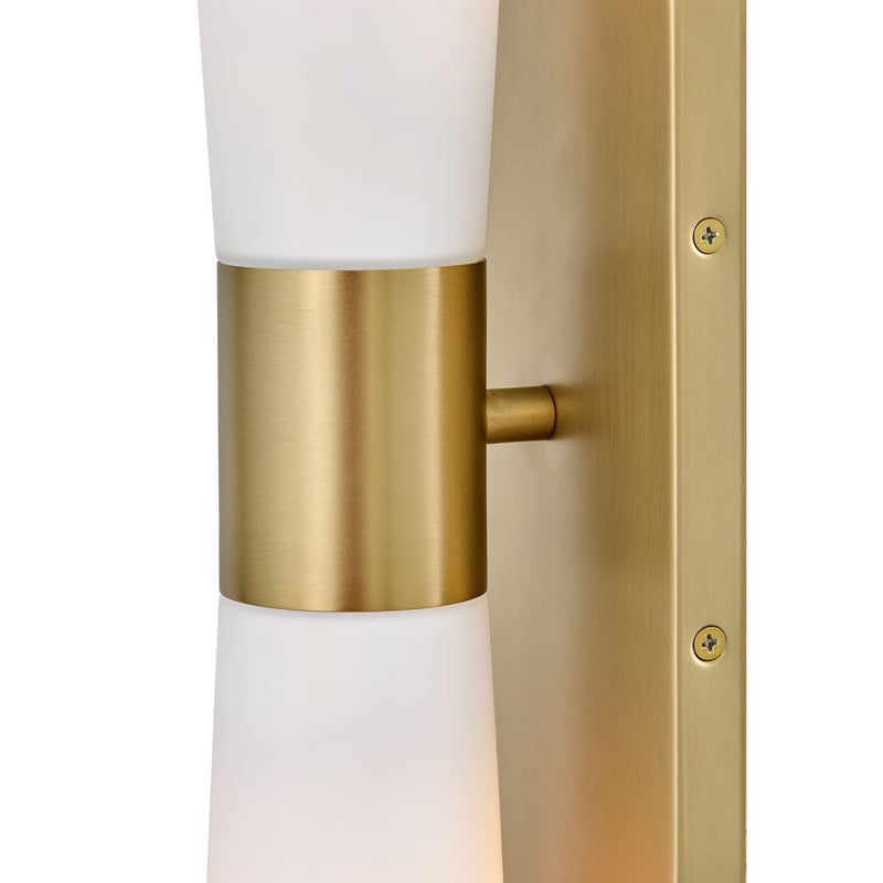 Lark Beau 24in 2-Light Wall Sconce | Transitional Lacquered Brass Steel and Etched Opal Glass | Bedroom & Hallway Accent | 4.5 x 5.25 x | Model 85632LCB