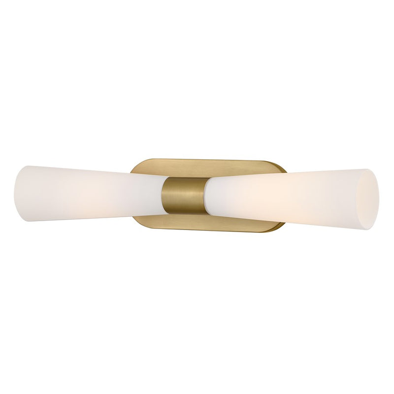 Lark Beau 24in 2-Light Wall Sconce | Transitional Lacquered Brass Steel and Etched Opal Glass | Bedroom & Hallway Accent | 4.5 x 5.25 x | Model 85632LCB
