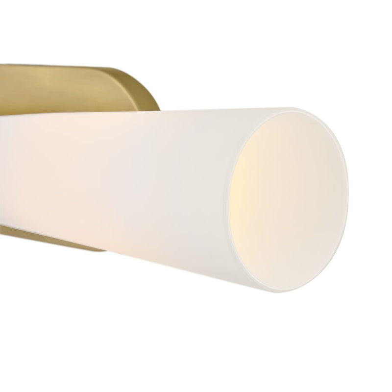 Lark Beau 24in 2-Light Wall Sconce | Transitional Lacquered Brass Steel and Etched Opal Glass | Bedroom & Hallway Accent | 4.5 x 5.25 x | Model 85632LCB