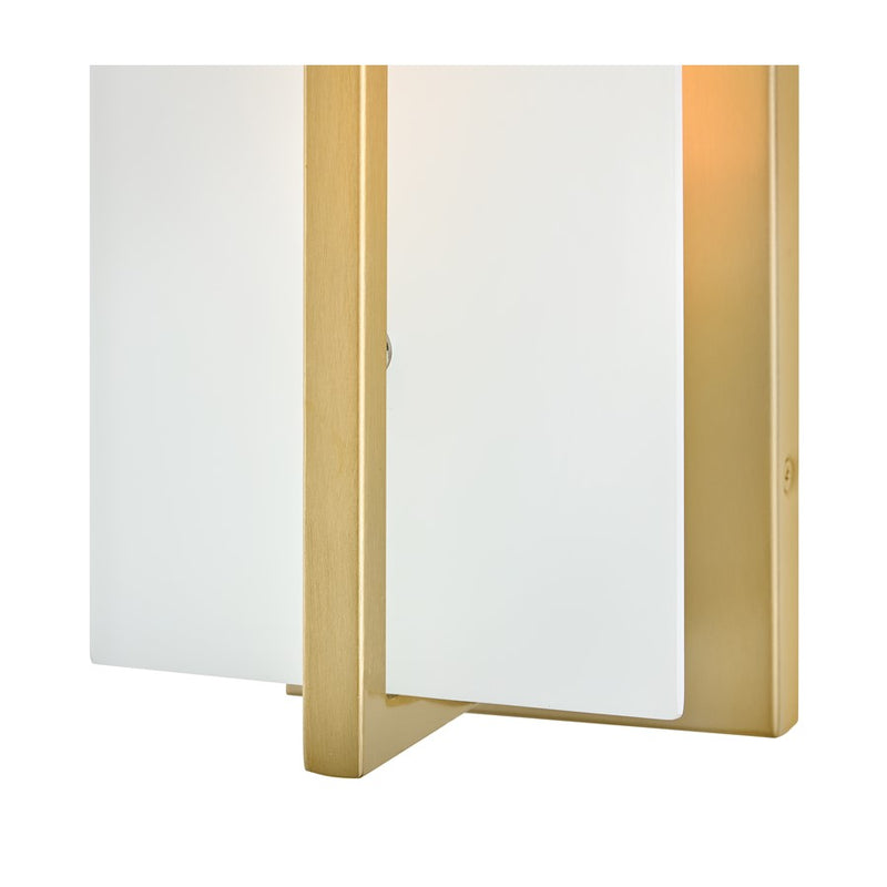 Lark Roman 1-Light Wall Sconce | Modern Lacquered Brass Steel and Etched White Glass | Bedroom & Hallway Accent Light | 5 x 4.5 x 14 in | Model 85640LCB