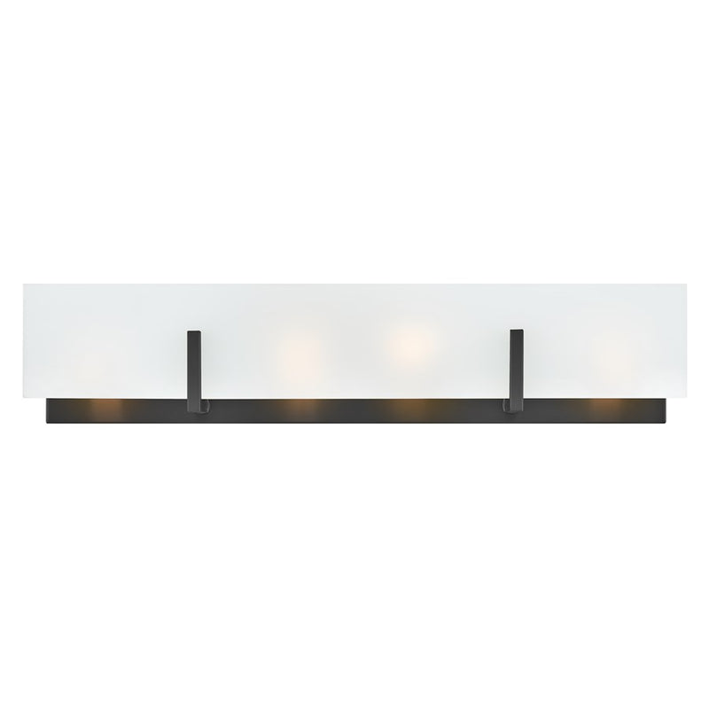 Lark Roman 25in 4-Light Vanity Light | Modern Black Steel and Etched White Glass | Bathroom Vanity | 4 x 25 x 5 in | Model 85644BK