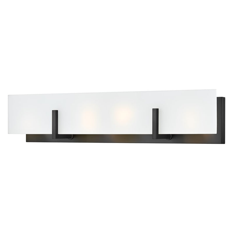 Lark Roman 25in 4-Light Vanity Light | Modern Black Steel and Etched White Glass | Bathroom Vanity | 4 x 25 x 5 in | Model 85644BK