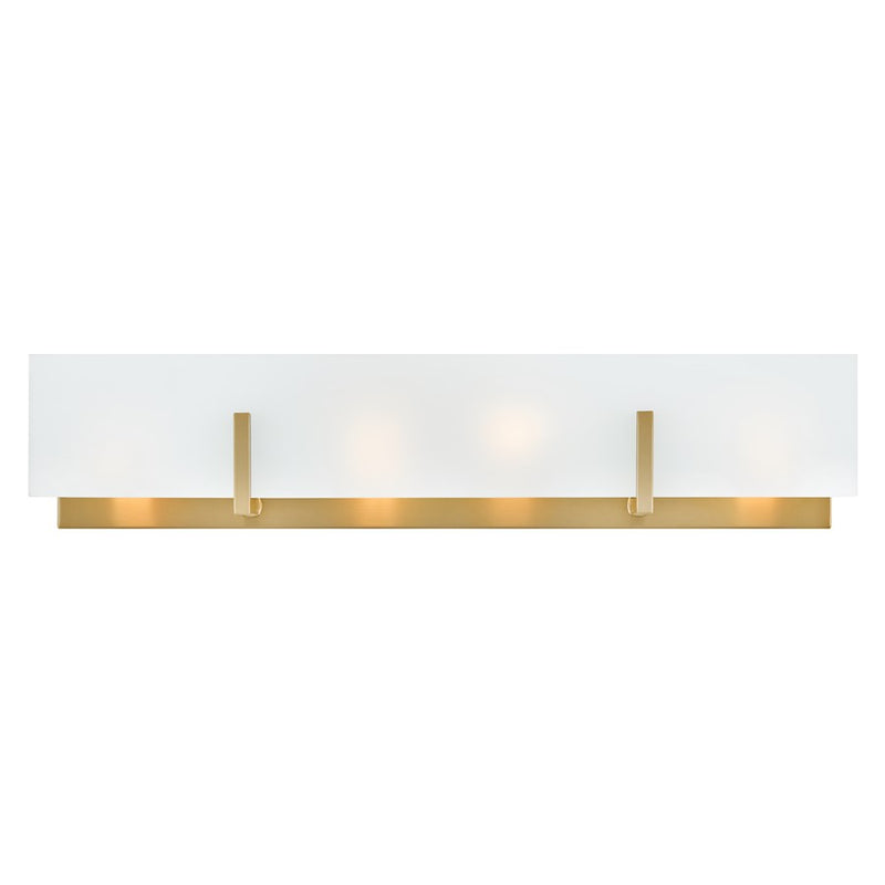 Lark Roman 4 Light Medium Vanity, Lacquered Brass/Etched White