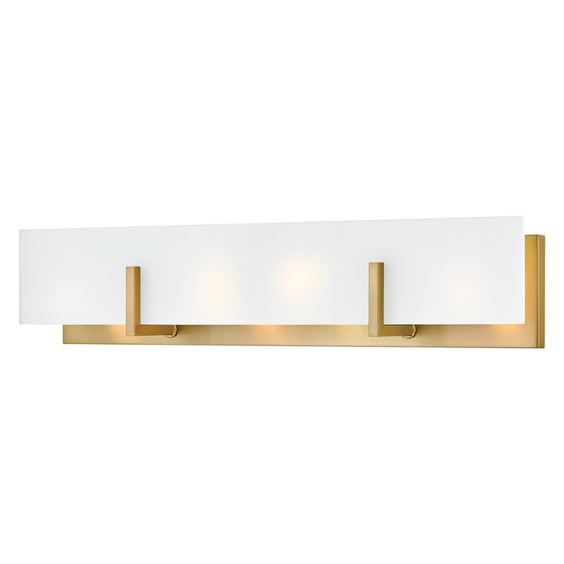 Lark Roman 25in 4-Light Vanity Light | Modern Lacquered Brass Steel and Etched White Glass | Bathroom Vanity | 4 x 25 x 5 in | Model 85644LCB