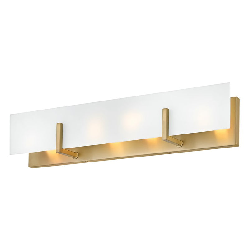 Lark Roman 25in 4-Light Vanity Light | Modern Lacquered Brass Steel and Etched White Glass | Bathroom Vanity | 4 x 25 x 5 in | Model 85644LCB
