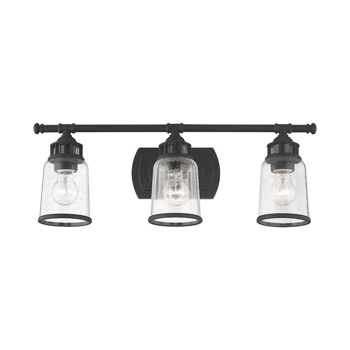 Livex Lawrenceville 3 Light Vanity Sconce, Black/Clear Seeded
