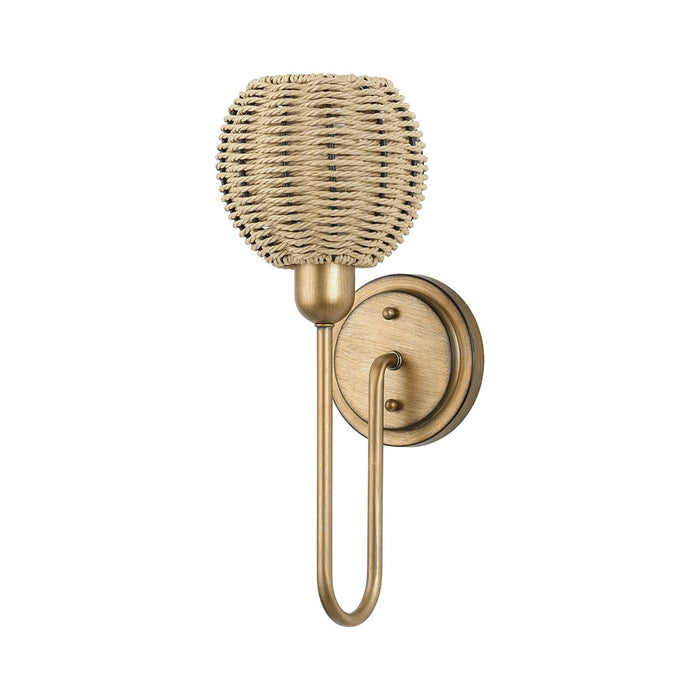 Livex Summervine 1Lt Single Sconce, Gold/Hand-Woven French Beige